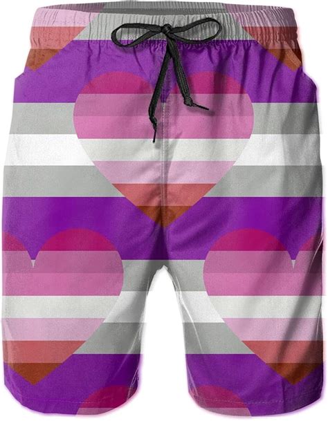 Dyorn Gray Asexual Lesbian Pride Flag Mens Swim Trunks