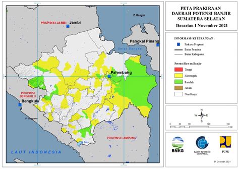 Prakiraan Daerah Potensi Banjir Dasarian Provinsi Sumatera Selatan