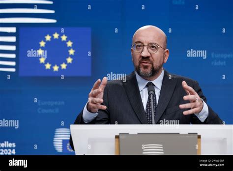 European Council President Charles Michel Addresses A Media Conference