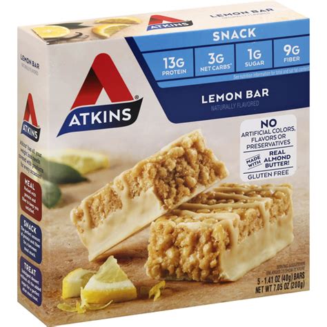 Atkins Snack Lemon Bar - 5 CT | Snack Bars, Fruit Snacks & Pudding ...