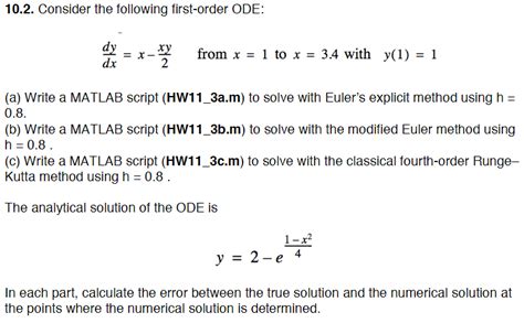 Solved 10 2 Consider The Following First Order Ode Dy X