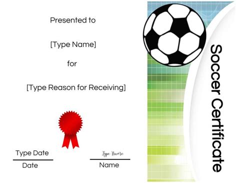 A Certificate With A Soccer Ball On It And A Red Ribbon Around The Neck