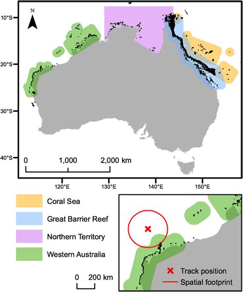 Map Of Australia Showing 100 Km Boundaries Around The Coral Sea Great Download Scientific