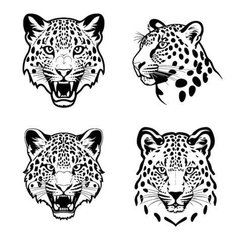 Premium Vector Leopard Head Logo Vector Stencil Set