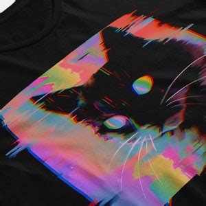 Psychedelic Weirdcore Cat T Shirt Vaporwave Aesthetic Trippy Alt