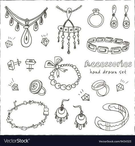 Accessories Sketch Icon Set Royalty Free Vector Image