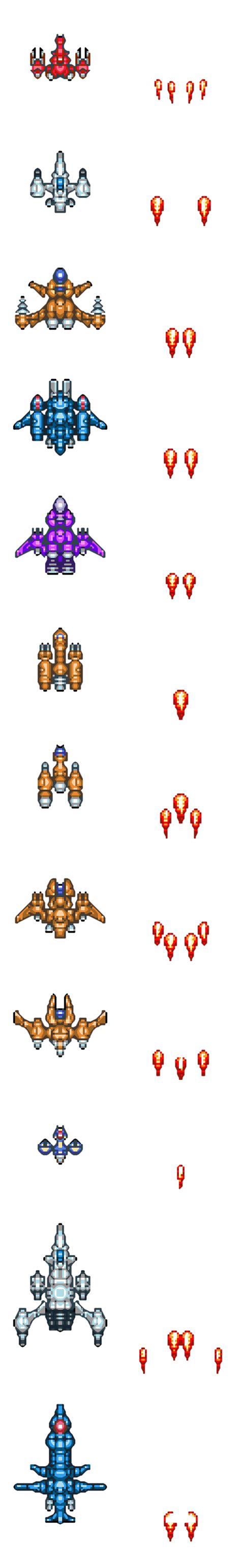 2d Spaceship Sprites With Engines