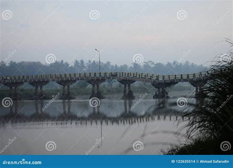 Kali Progo River In Yogyakarta With The Bridge During The Morning