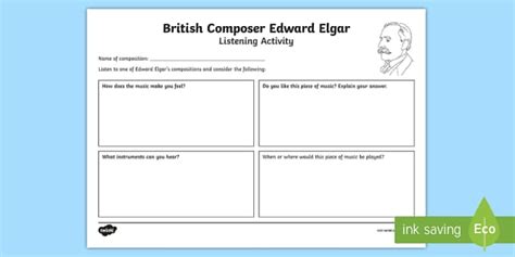 Composer Worksheets PDF Edward Elgar Activity Twinkl