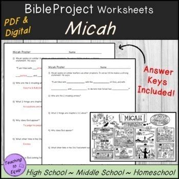 Bible Book Micah Overview Summary Activity by Teaching to Equip | TPT