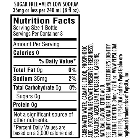 Pepsi Nutrition Facts Oz Blog Dandk