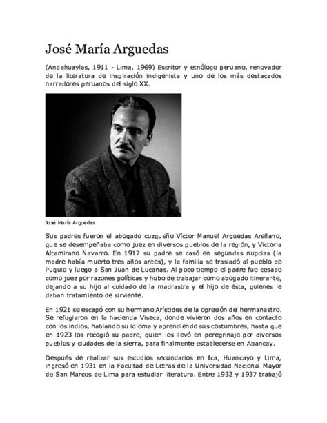 Doc Biografia De Jose Maria Arguedas Edgar Sanchez