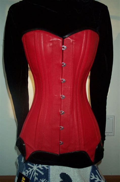 L Xl 1x Red Longline Corset Garter Corset Steel Boned Fully Lined 28