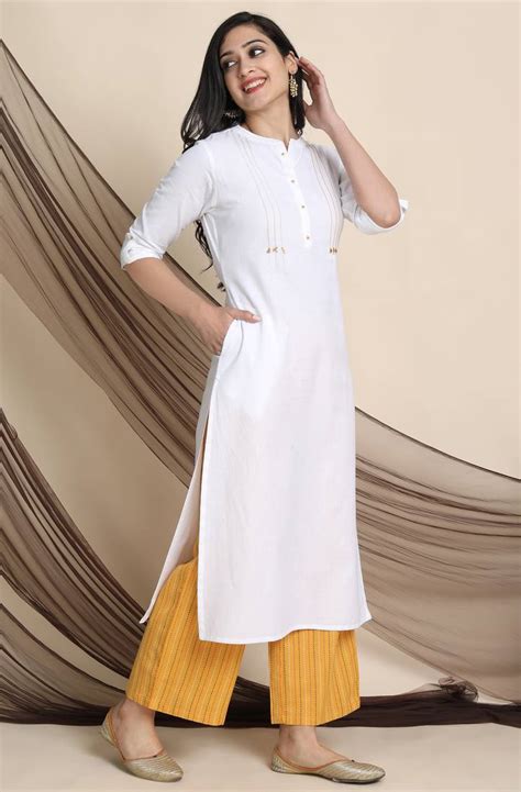 White Plain Cotton Salwar Janasya 3439535