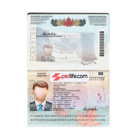 Canada Passport Template Psd