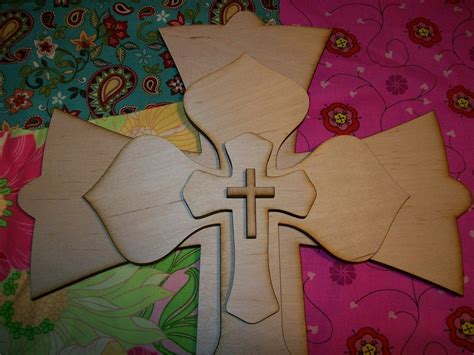 Unfinished Wood Layered STACK CROSSES KIT Style 458 15 From