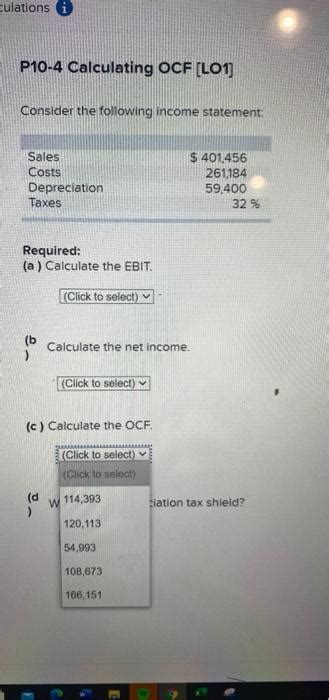 Solved P10 4 Calculating Ocf Lo1 Consider The Following