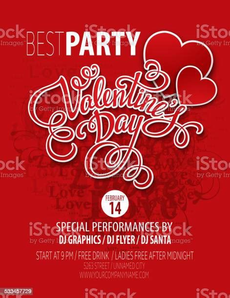 Poster Valentines Day Party Vector Illustration Stock Illustration