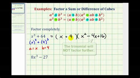 Ex 1 Factor A Sum Or Difference Of Cubes Youtube