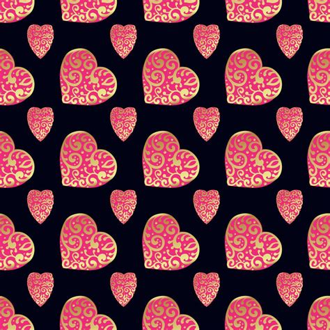 Seamless Gold Pattern With Hearts Vector Art At Vecteezy