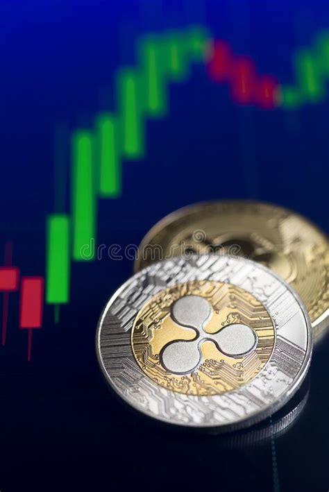 Cryptocurrency Ripple Coin With Graph Trading Concept Editorial Photo