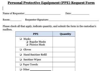 Personal Protective Equipment Ppe Request Form By Teacher Ap Tpt