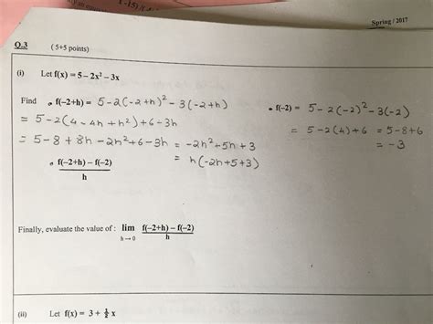 Solved Let F X 5 2x 2 3x Find F 2 H F 2