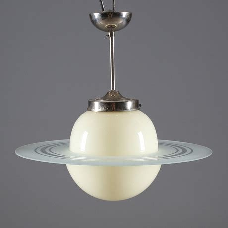 TAKLAMPA Krom Och Glas S K Saturnuslampa Art Deco 1930 40 Tal