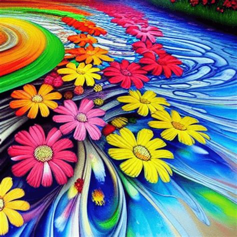 Whirlpool Of Colorful Flowers · Creative Fabrica