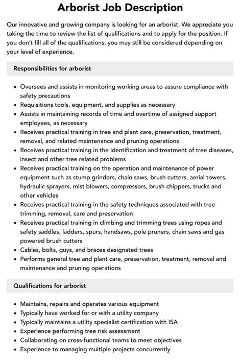 Arborist Job Description | Velvet Jobs