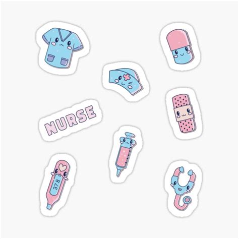 Kawaii Hospital Medical Pattern T For Nurses Sticker For Sale By Tamgustam Redbubble