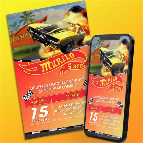 Convite Digital Infantil Hot Wheels Elo Produtos Especiais