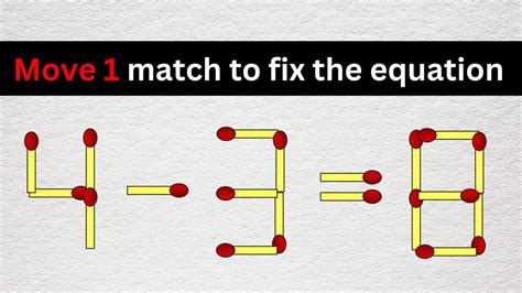 TRICKY MATCHSTICK PUZZLES Move 1 Match To Fix The Equation YouTube