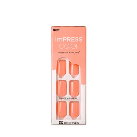 Kiss Impress Color Press On Nails Orange Squeeze 30 Count