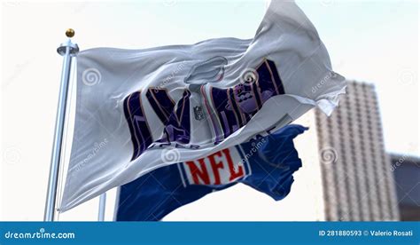 58th Super Bowl and NFL Flags Waving Editorial Stock Photo ...