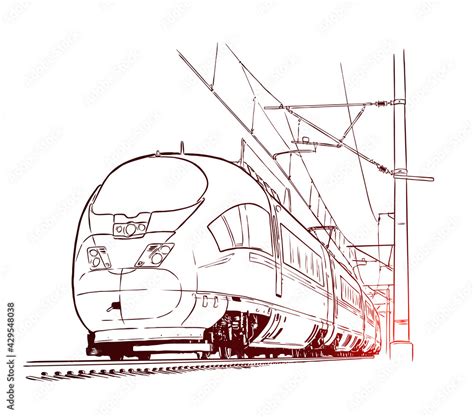 High-speed train. Hand drawn sketch vector illustration Stock Vector ...