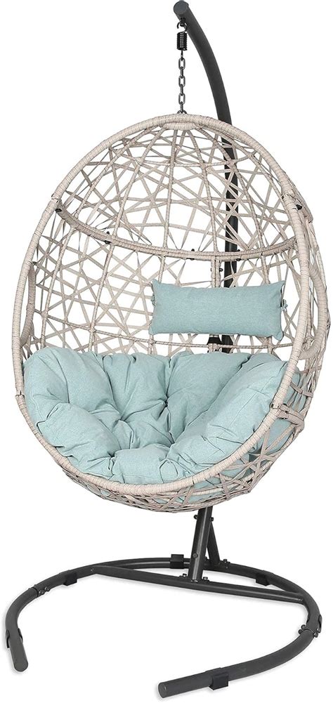 Iwicker Outdoor Rattan Egg Hanging Swing Chair With