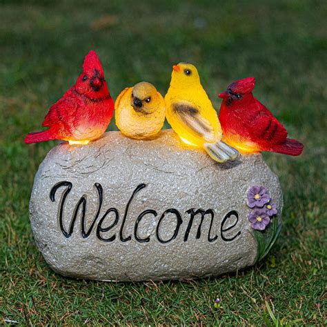 Floryden Solar Powered Bird Welcome Sign Resin Statue 7