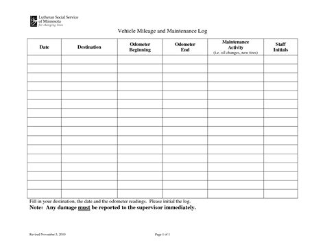 5 Best Images Of Printable Vehicle Maintenance Logs Sheets Fleet