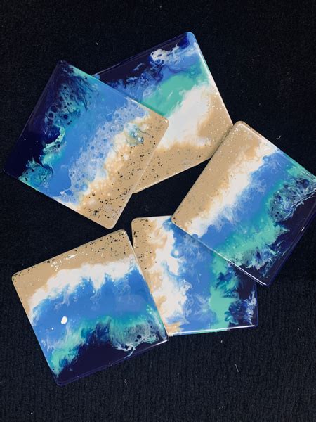 Ocean Resin Coaster Square