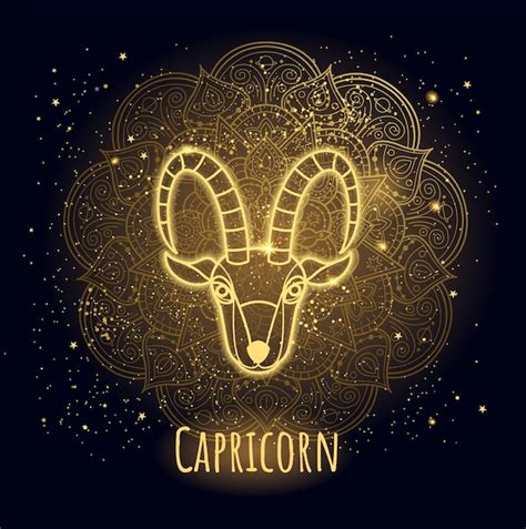 Colorido Signo Del Zodiaco Capricornio Vector Lineart Vector Premium