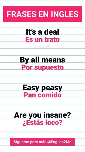 A Poster With Spanish Words On It That Says Frases En Ingles It S A