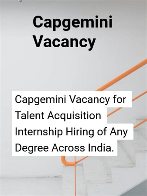 Capgemini Vacancy For Internship Hiring Any Degree Kickcharm