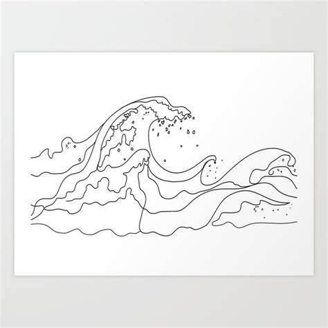 Minimal Line Art Ocean Waves Art Print by Nadja | Society6