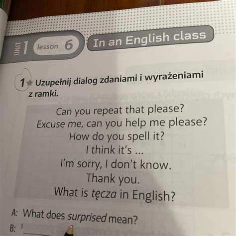 Lesson In An English Class Uzupe Nij Dialog Zdaniami I