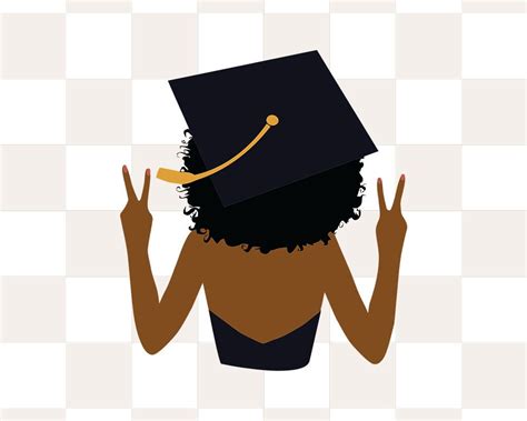 Woman Graduation Svg Blue Gold Deuces African American Afro Etsy