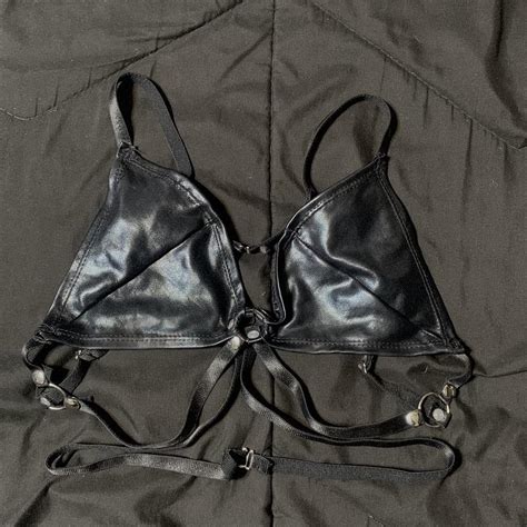 Black Leather Bikini Top Black Leather Bikini Depop