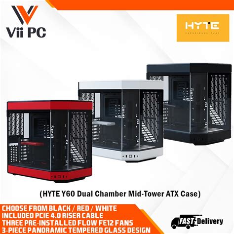 HYTE Y60 CASE Black Dual Chamber ATX Mid Tower Chassis BLACK RED WHITE