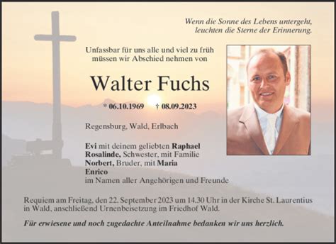 Traueranzeigen Von Walter Fuchs Mittelbayerische Trauer