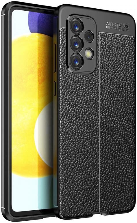 Samsung Galaxy A33 Hoesje Back Cover Met Kunstleer Textuur Zwart